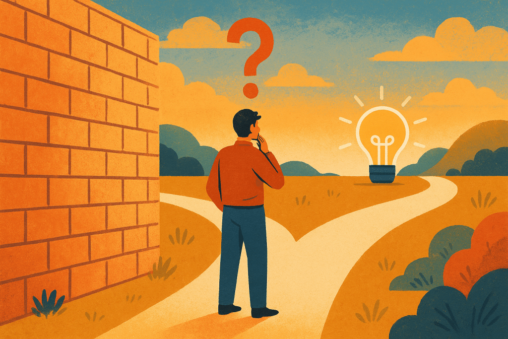 A man stands at a crossroads, symbolizing resistance to simple solutions.